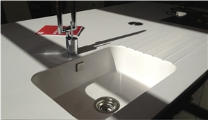 Pure White Crystalized Stone Kitchen Countertop