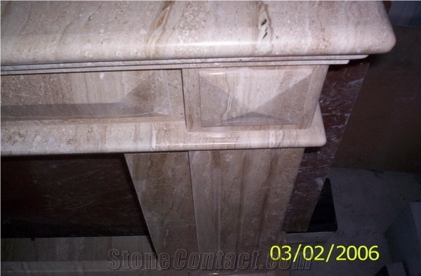 Breccia Sarda Limestone Fireplace