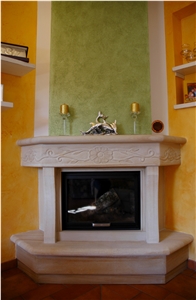 Pietra Dorata Sandstone Hand-Carved Fireplace