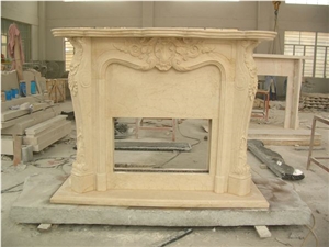 Beige Marble Fireplace