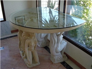 Sandstone Carved Table Base, Kafe Kitrino Beige Sandstone Tables