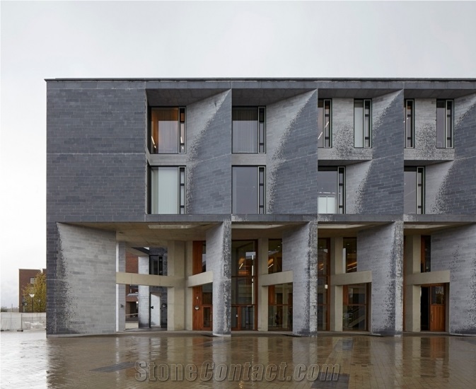 Irish Blue Limestone Sanded and Bush-Hammered Finish Facade