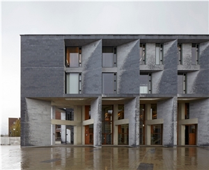 Irish Blue Limestone Sanded and Bush-Hammered Finish Facade