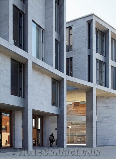 Irish Blue Limestone Sanded and Bush-Hammered Finish Facade