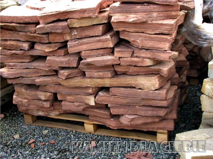 Red Sandstone Irregular Flags for Garden Walling