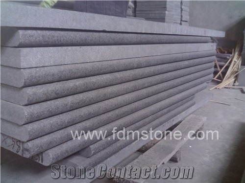 G684 Basalt Step Bullnosed,Round Edge Stairs Risers,Treads,Staircase,Stair Threshold Honed,Flamed,Bushhammered,Polished,Brushed