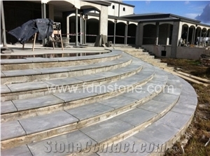G684 Black Pearl Basalt Patio Step,Staircase Railings,  Black Stone Black Basalt Bullnosed Stairs