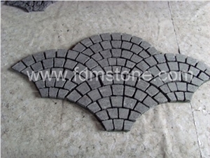 Landscping Fan Tumbled Stone Basalt Paver, Black Grey Stone Basalt Pavers,Paving Sets,Exterior Basalt Pattern,Walkwat Pavers