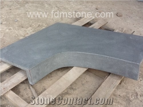 Natural Hainan Black Spa Pool Edge,Arc Pool Edge,Project Size,Black Flamed Basalt Stone Pool Coping, Pool Decks,Pool Deck Drain