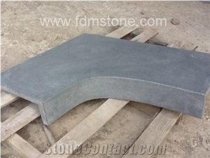 Natural Hainan Black Spa Pool Edge,Arc Pool Edge,Project Size,Black Flamed Basalt Stone Pool Coping, Pool Decks,Pool Deck Drain