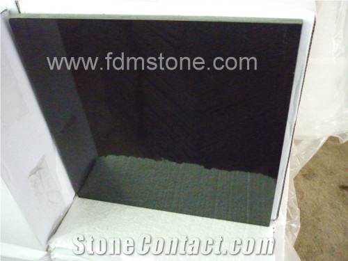 Polished G684 Basalto Cut to Size,Jet Black Basalt Paver Tiles Slab for Walling and Flooring
