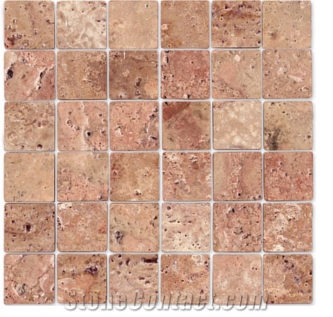 Mosaico Antico Travertino Persiano, Iran Rosa Travertine Mosaic