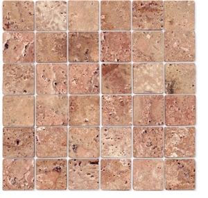Mosaico Antico Travertino Persiano, Iran Rosa Travertine Mosaic