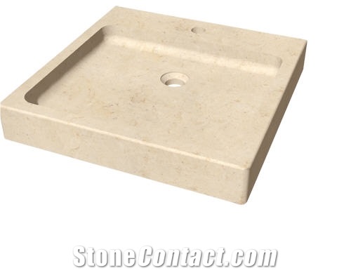 Perlato Marble Square Basin, Crema Perlato Beige Marble Sinks & Basins
