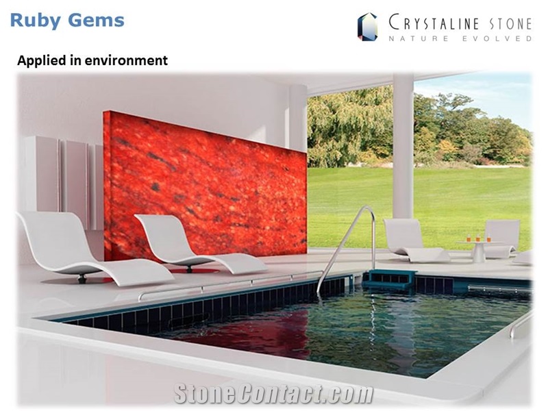 Ruby Red Onyx Gem Slab for Kitchen - Bath 100 Natural Translucent Crystaline Stone, Ruby Gems Red Onyx