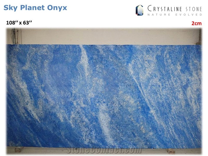 Sky Planet Onyx Slab 100 Natural Translucent Stone, United States Blue Onyx