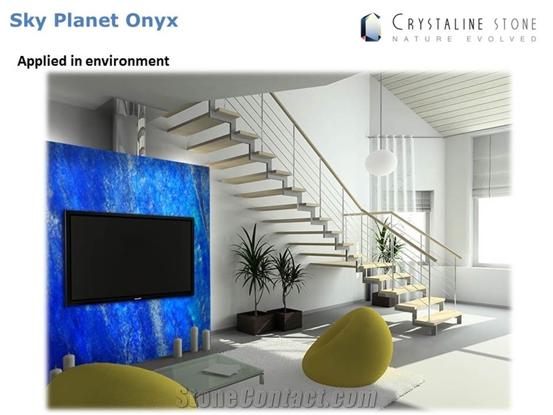 Sky Planet Onyx Slab 100 Natural Translucent Stone, United States Blue Onyx