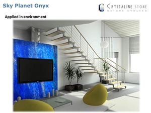 Sky Planet Onyx Slab 100 Natural Translucent Stone, United States Blue Onyx