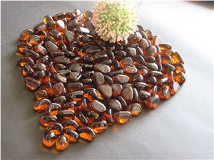 Amber Glass Pebble, Brown Pebbles