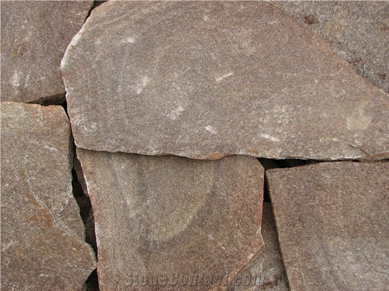 Coffe Colour Irregular Cut Gneis Flagstone, Lolova Gneis Brown Quartzite Flagstone