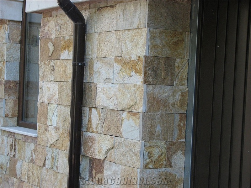Gold Cut Quartzite Natural Surface Wall Tiles, Gneis Gold Quartzite Slabs & Tiles