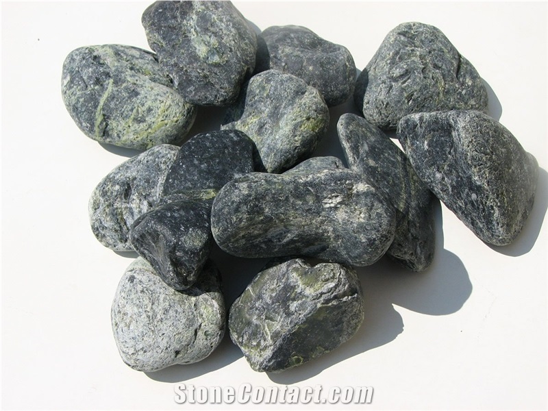 Verde Marble Pebbles, Dark Green Marble Pebbles, Veria Green Marble Pebbles