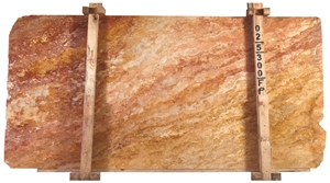 Peach Blend Kutahya Red Travertine Slabs, Turkey Red Travertine