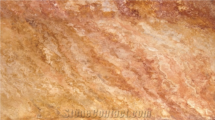Peach Blend Kutahya Red Travertine Slabs, Turkey Red Travertine