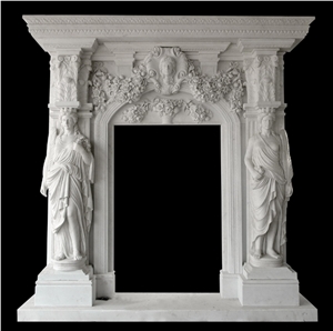 Marble Fireplace Surround,White Marble Fireplace Mantel,Cl-F500