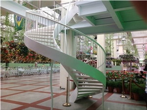 Modern Commercial Staircase, Acrylic Solid Surface Steps