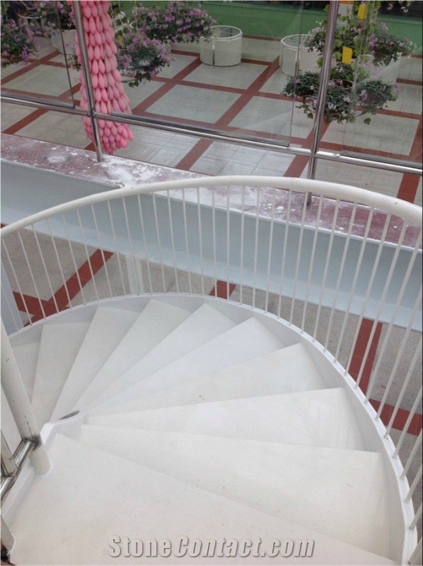 Modern Commercial Staircase, Acrylic Solid Surface Steps