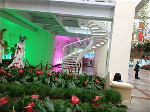 Modern Commercial Staircase, Acrylic Solid Surface Steps