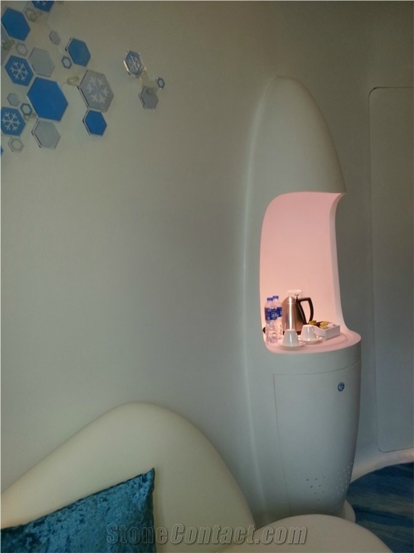Modern Commercial Staircase, Acrylic Solid Surface Steps