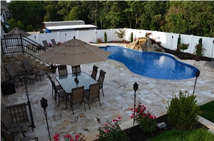 Leonardo Travertine - Pattern Set & Split Face Application, Pool Coping