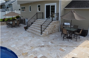 Leonardo White Travertine Pool Deck Pattern Set Application