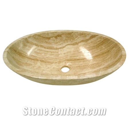 Black Vitreous China Table Mount Bathroom Vessel Sink, Yellow Marble Sinks