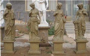 Four God Of Season, Henan Yellow Marble Sculpture & Statue