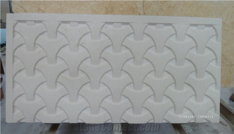 Natural Limestone 3d Cnc Interior Wall Board, Beige Limestone Wall