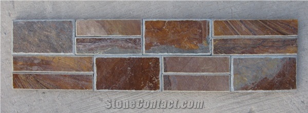 Rust Slate Wall Cladding Panels, Ledge Stone