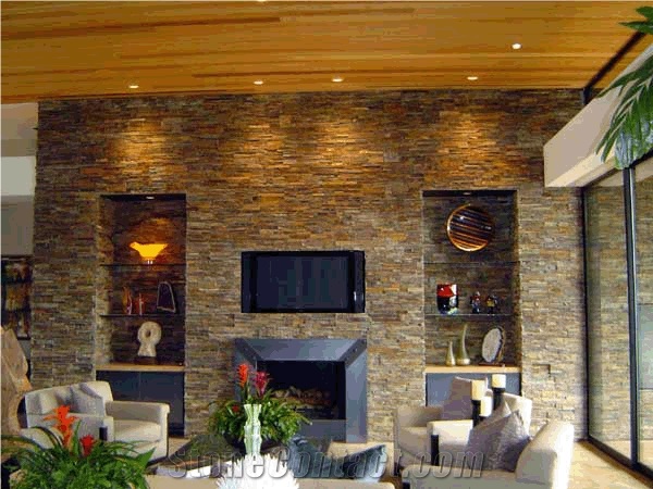 Rust Slate Wall Cladding Panels, Ledge Stone