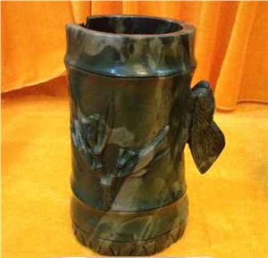 Natural Dark Onyx Pen Pencil Holders, Green Onyx Hand Works Natural Dark Onyx Pen Pencil Holders, Green Onyx Hand Works