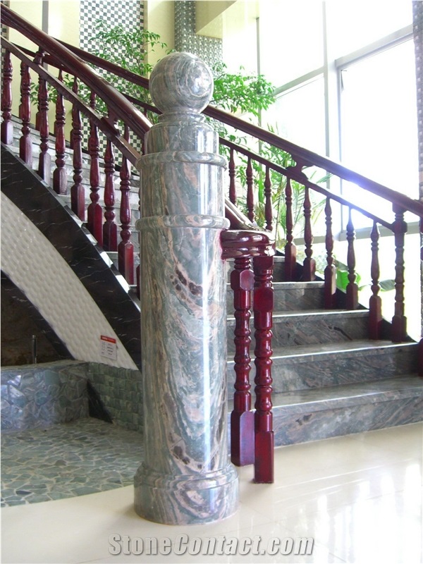 Nine Dragon Jade Polished Stairs, Green Onyx Stairs