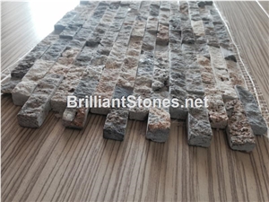 Italy Silver Gray Travertine Mosaic Split Face, Grey Travertine Mosaic