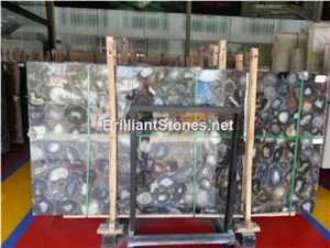 Natural Blue Agate Semiprecious Stone Slab