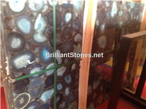 Natural Blue Agate Semiprecious Stone Slab