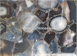 Natural Blue Agate Semiprecious Stone Slab