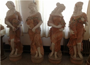 Four Season Women Natural Marble Sculpture