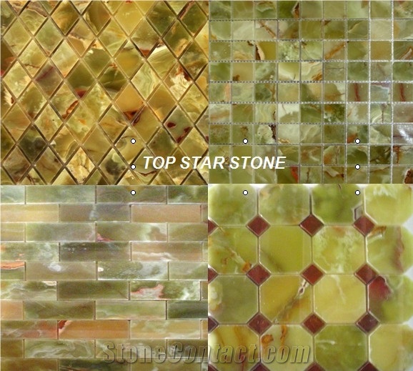 Green Onyx Mosaic Floor Tile, Dark Green Onyx Mosaic