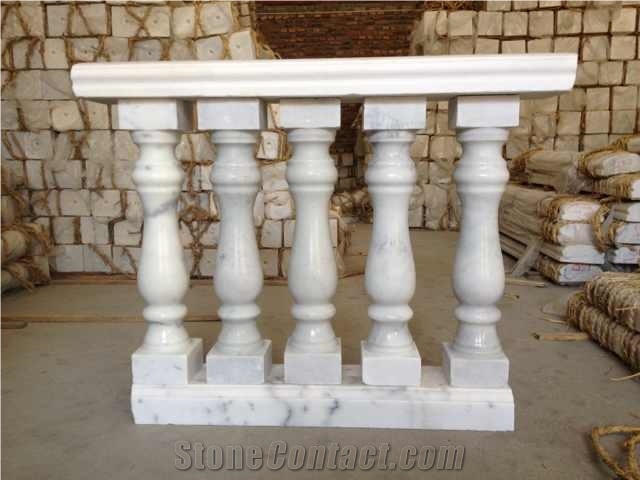 Pure White Marble Balustrade Railing, Guangxi White Marble Railings