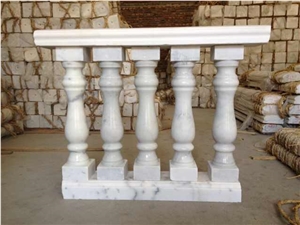 Pure White Marble Balustrade Railing, Guangxi White Marble Railings